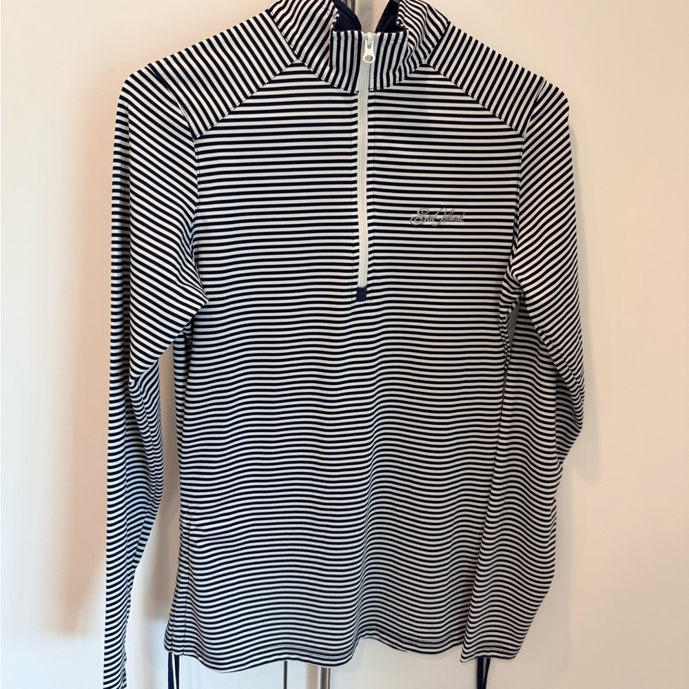 Sea Island / Striped Navy & White Half-Zip Pullover Hoodie